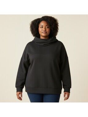 New Caracilia Sweatshirt Women XL Black Cowl Neck Long Sleeve Pullover Rayon
